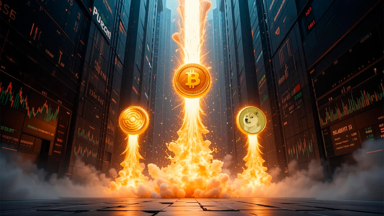 BTC i DOGE vs MTAUR — bitwa wielkiej trójki rusza, gdy nastroje na rynku osiągają poziom 51