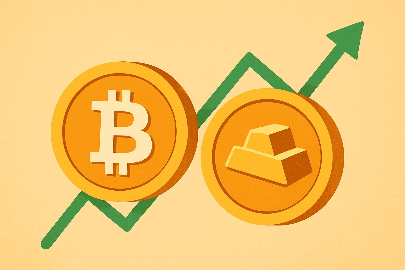 Bitcoin i złoto znów idą ramię w ramię. Korelacja wraca na wysokie poziomy