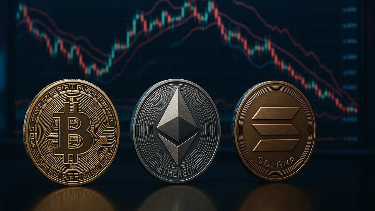 Bitcoin, Ethereum i Solana w punkcie zwrotnym. Wykresy się zacieśniają