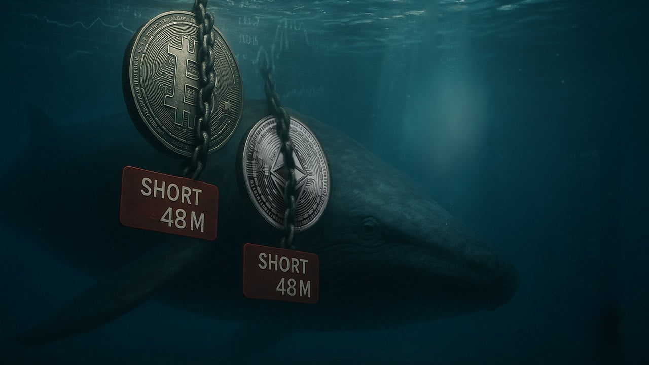 Tajemniczy wieloryb otwiera krótką pozycję na Bitcoinie i Ethereum z 48 mln USD, ale długą na Ethenie. Oto szczegóły