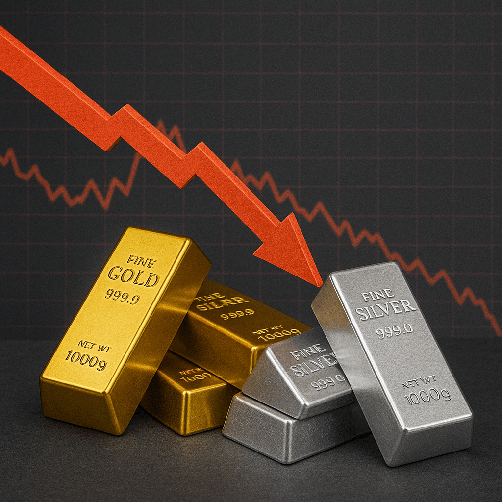 Złoto i srebro tracą! Koniec dziewięciotygodniowej hossy