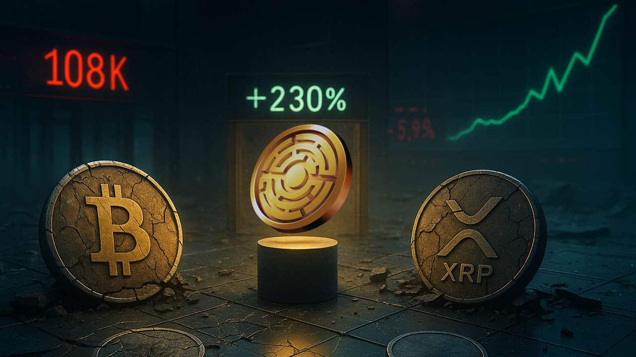 Bitcoin spada do 108 tys. dolarów, a XRP spada o 5% w związku z obniżką stóp procentowych przez Fed. Ta jedna moneta notuje wzrost o 230%