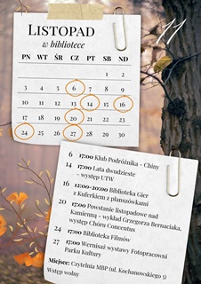 Listopadowe spotkania w Bibliotece Głównej