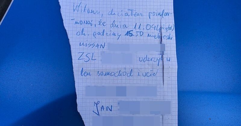 Bohaterska interwencja 11-letniego Janka. Zostawił kartkę dla kierowcy samochodu
