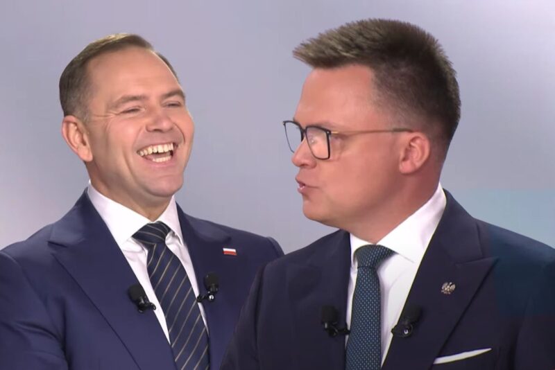 „O, nerwy puszczają!”. Spięcie Nawrockiego z Hołownią na debacie
