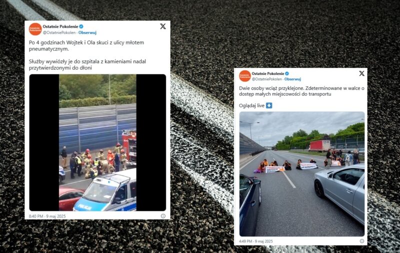 Przykleili się na S8 w Warszawie. Trzeba było skuć jezdnię!