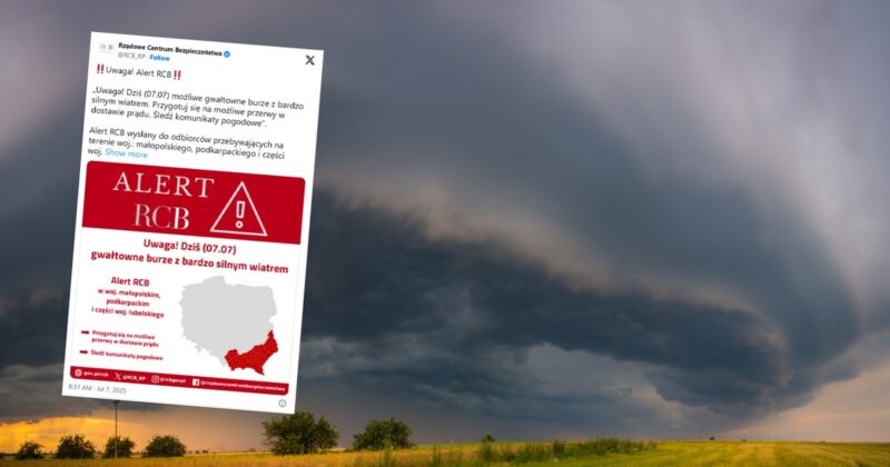 A belt of storms is racing over Poland. Watch out for dangerous supercells