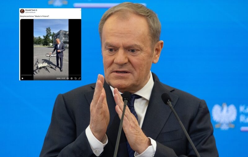 Tusk chwali się nagraniem z dronem. „Mały, ale wariat!”