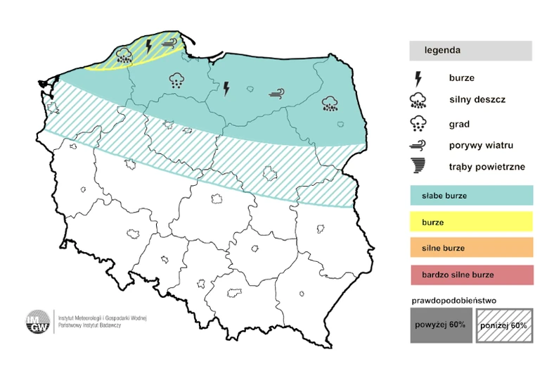 IMGW wydaje żółty alert. W tych miejscach pogoda stanie się dziś niebezpieczna