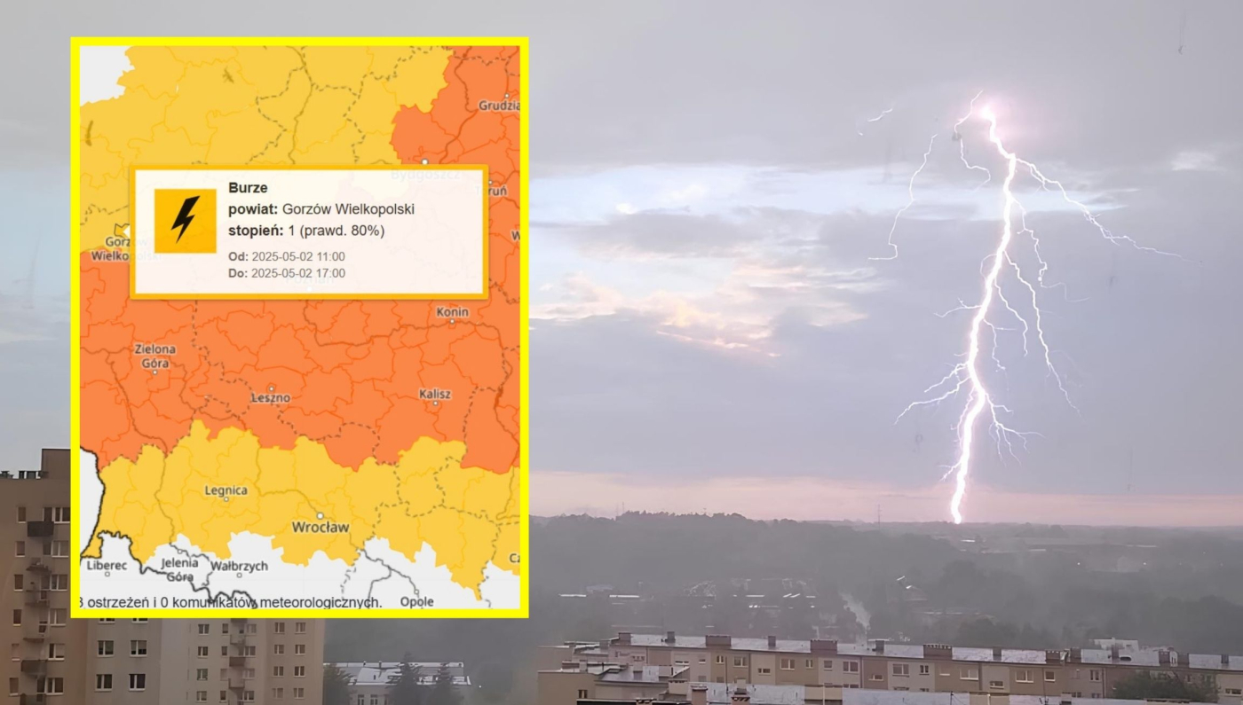 IMGW ostrzega przed burzami w Gorzowie. Jest alert RCB