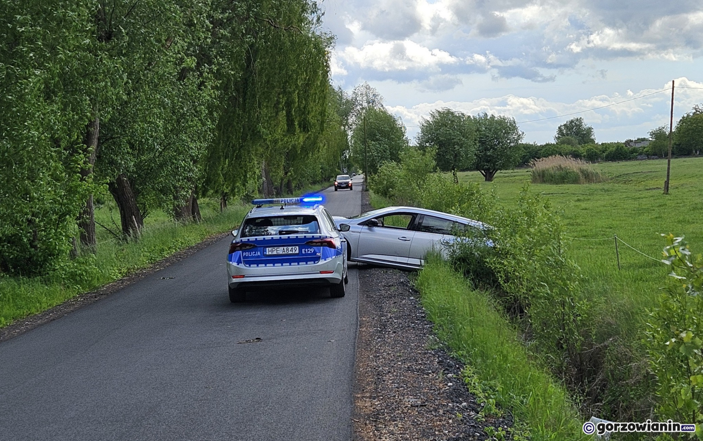 Wjechała renault do rowu. Została ukarana mandatem