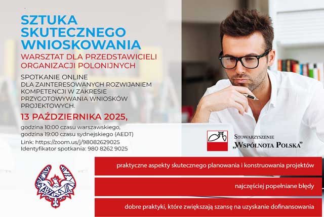 SZTUKA SKUTECZNEGO WNIOSKOWANIA – warsztat dla przedstawicieli organizacji polonijnych