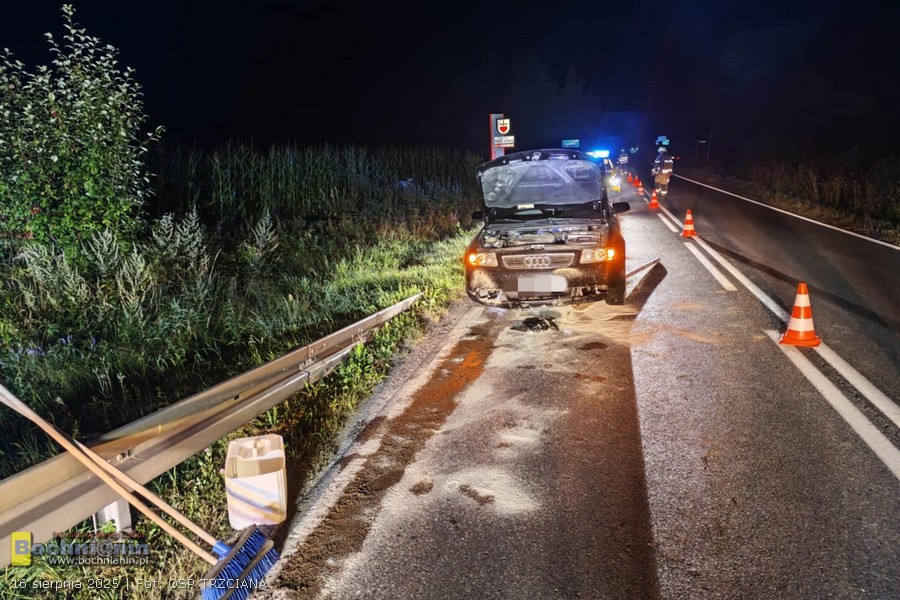 Nocna kolizja w Trzcianie. Nietypowa przyczyna, mogło skończyć się tragicznie
