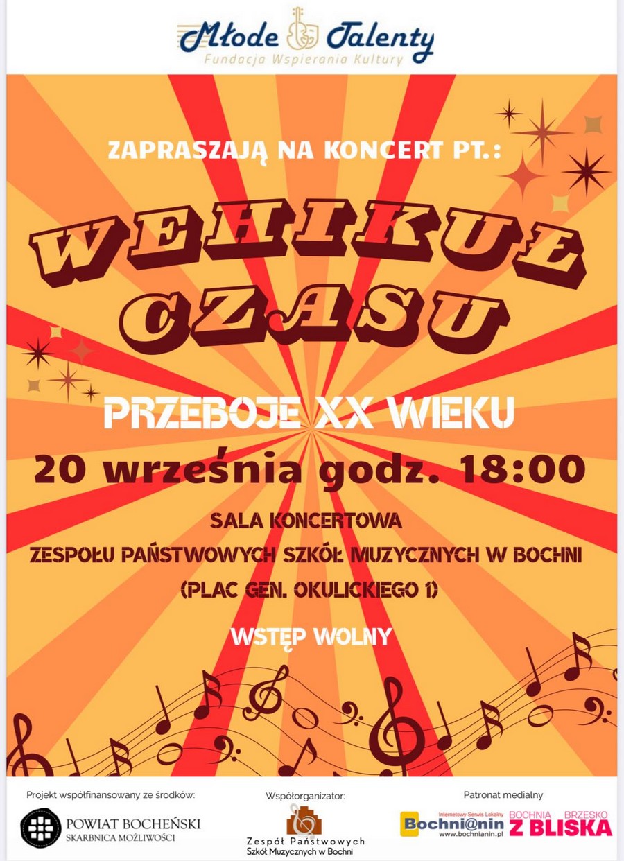 Bochnia. W sobotę koncert „Wehikuł czasu – przeboje XX wieku”