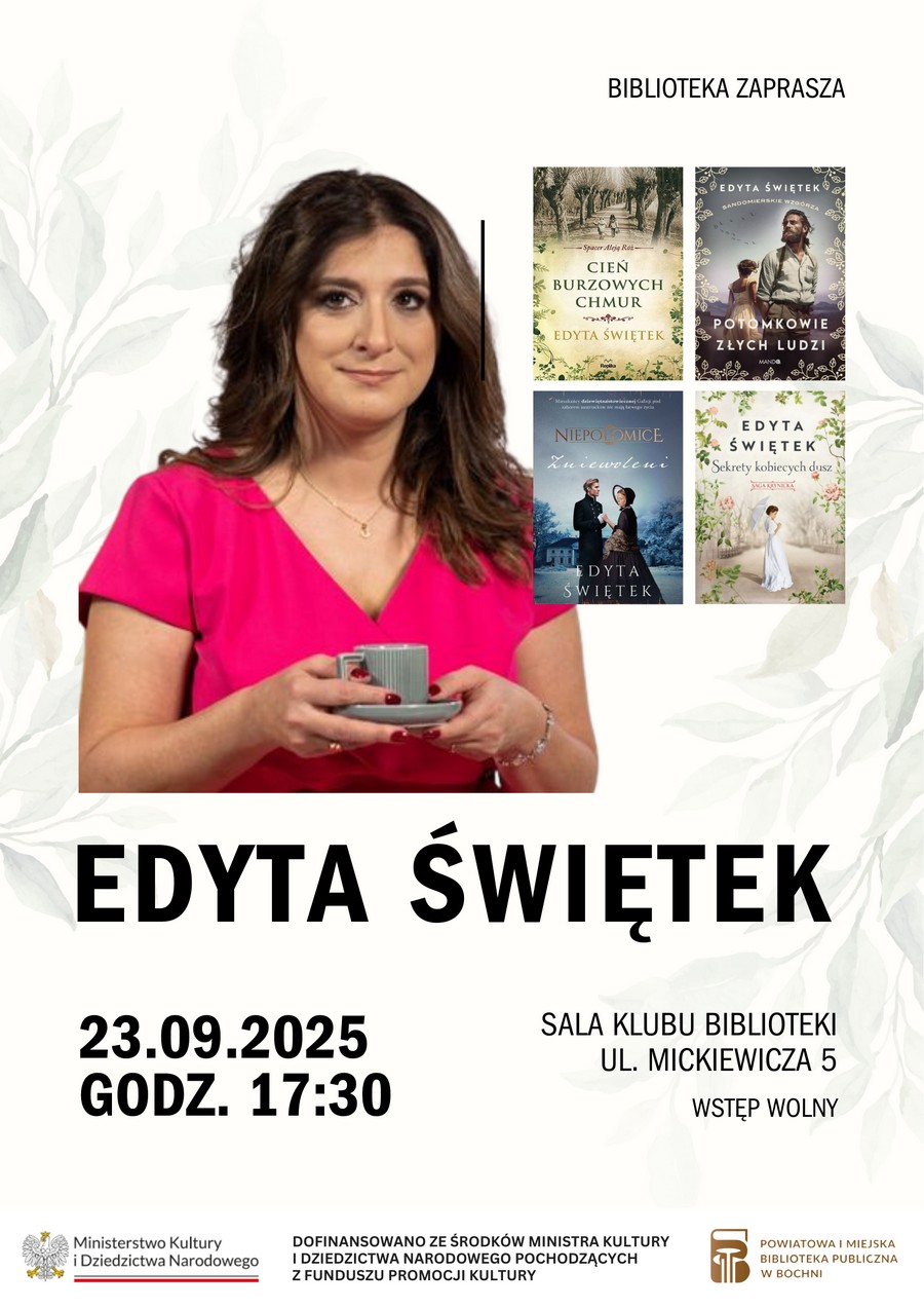 Biblioteka w Bochni. We wtorek spotkanie z Edytą Świętek