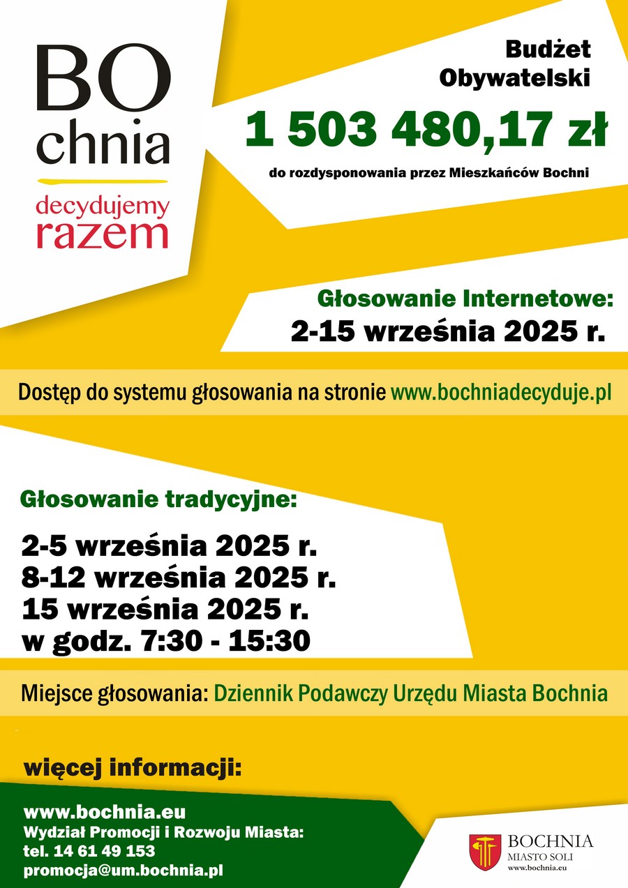 Bochnia. Budżet Obywatelski 2026 – ostatni dzień głosowania