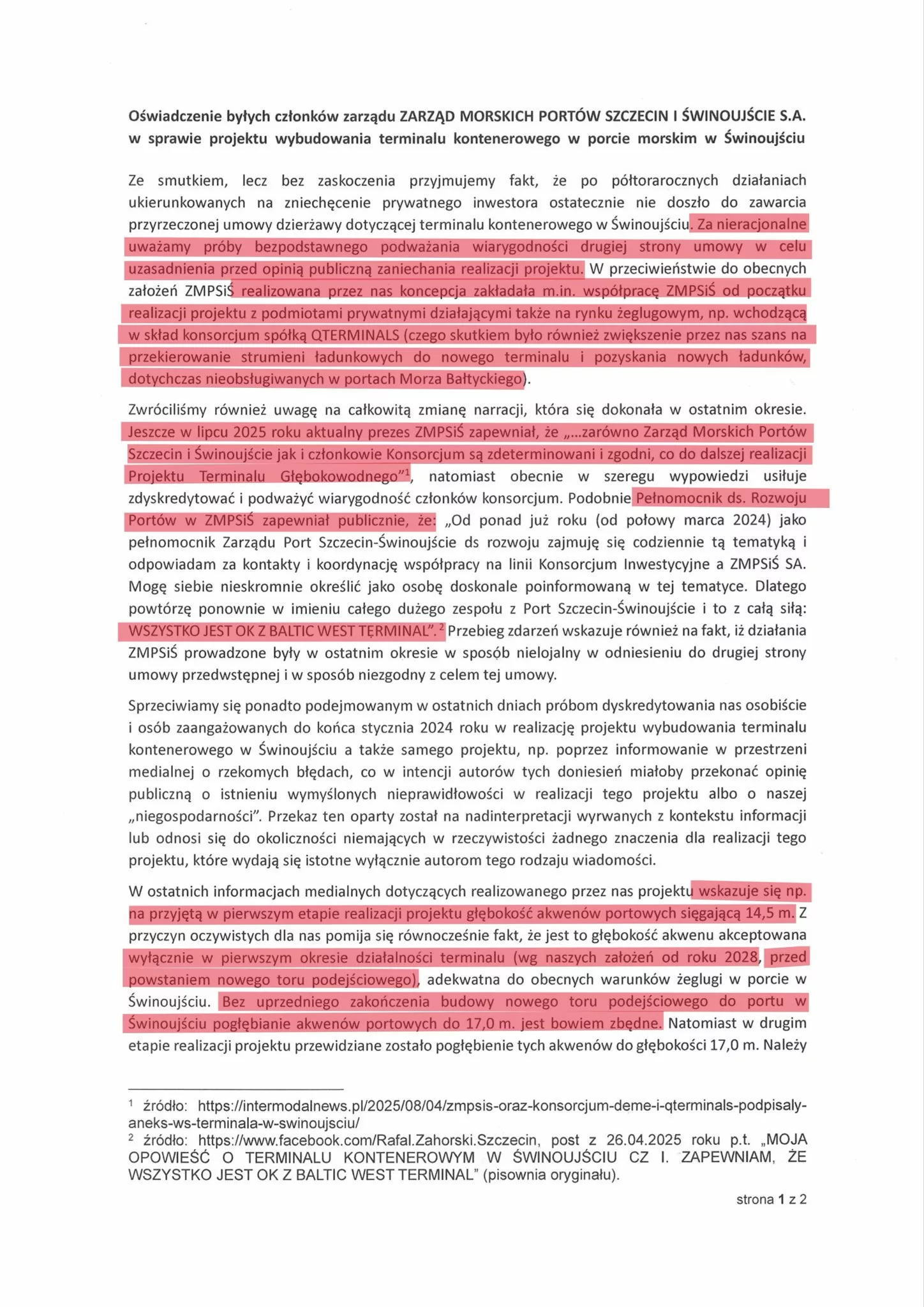 Kto i dlaczego kłamie w spawie terminala Kontenerowego w Świnoujściu