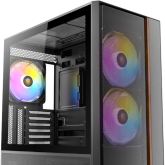 Antec FLUX Rear - przewiewna obudowa z kawałkiem drewna, która ma 5 wentylatorów i podpórkę dla GPU. Stalowa konstrukcja i szkło