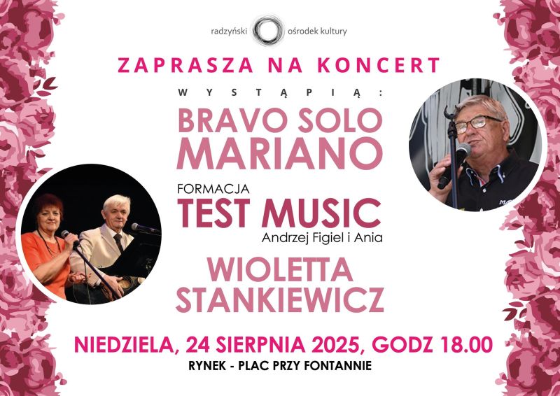 Zapraszamy na niedzielny koncert przy radzyńskiej fontannie!