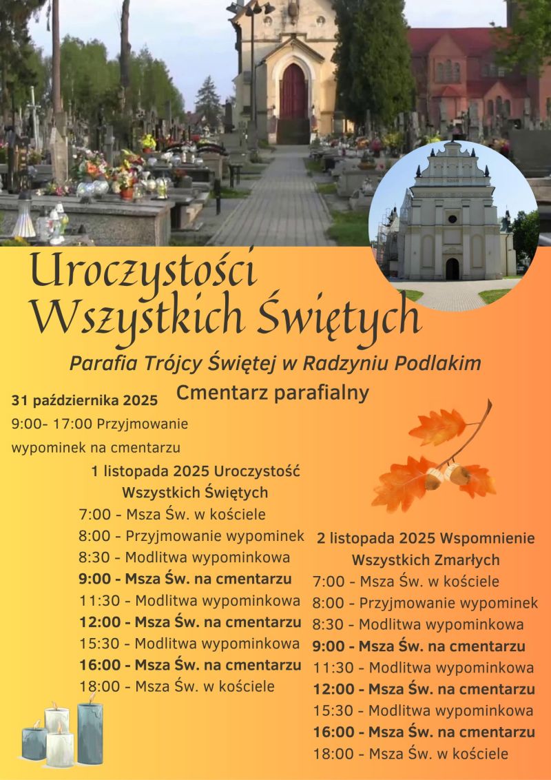 Uroczystość Wszystkich Świętych i Wspomnienie Wszystkich Zmarłych na cmentarzu parafialnym w Radzyniu