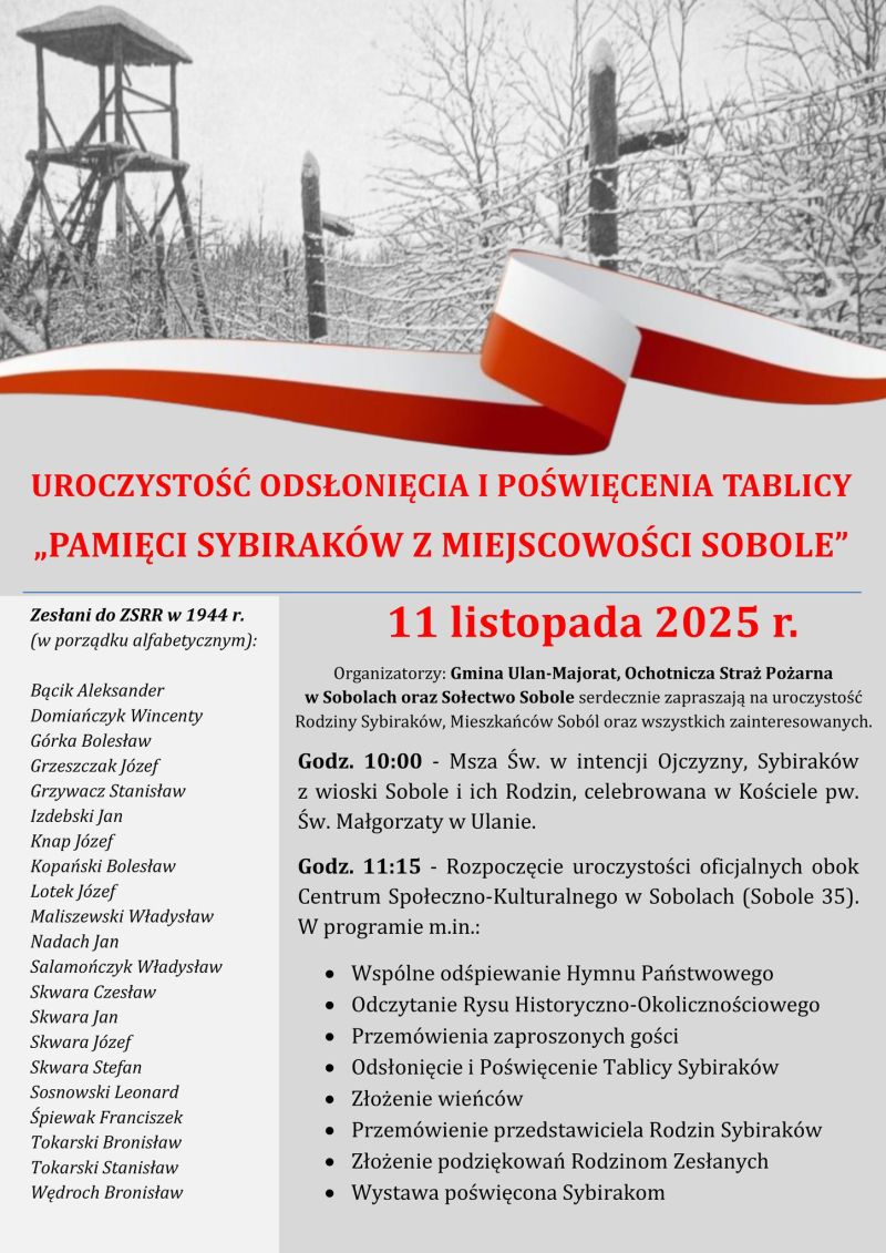 „Pamięci Sybiraków z miejscowości Sobole”