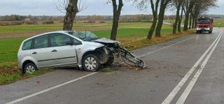 Zjechał z drogi i uderzył w drzewo