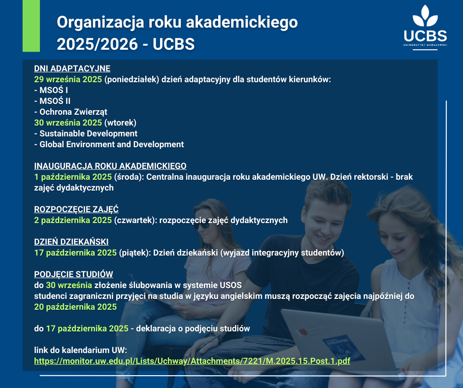 Organizacja Roku Akademickiego 2025/2026 w UCBS
