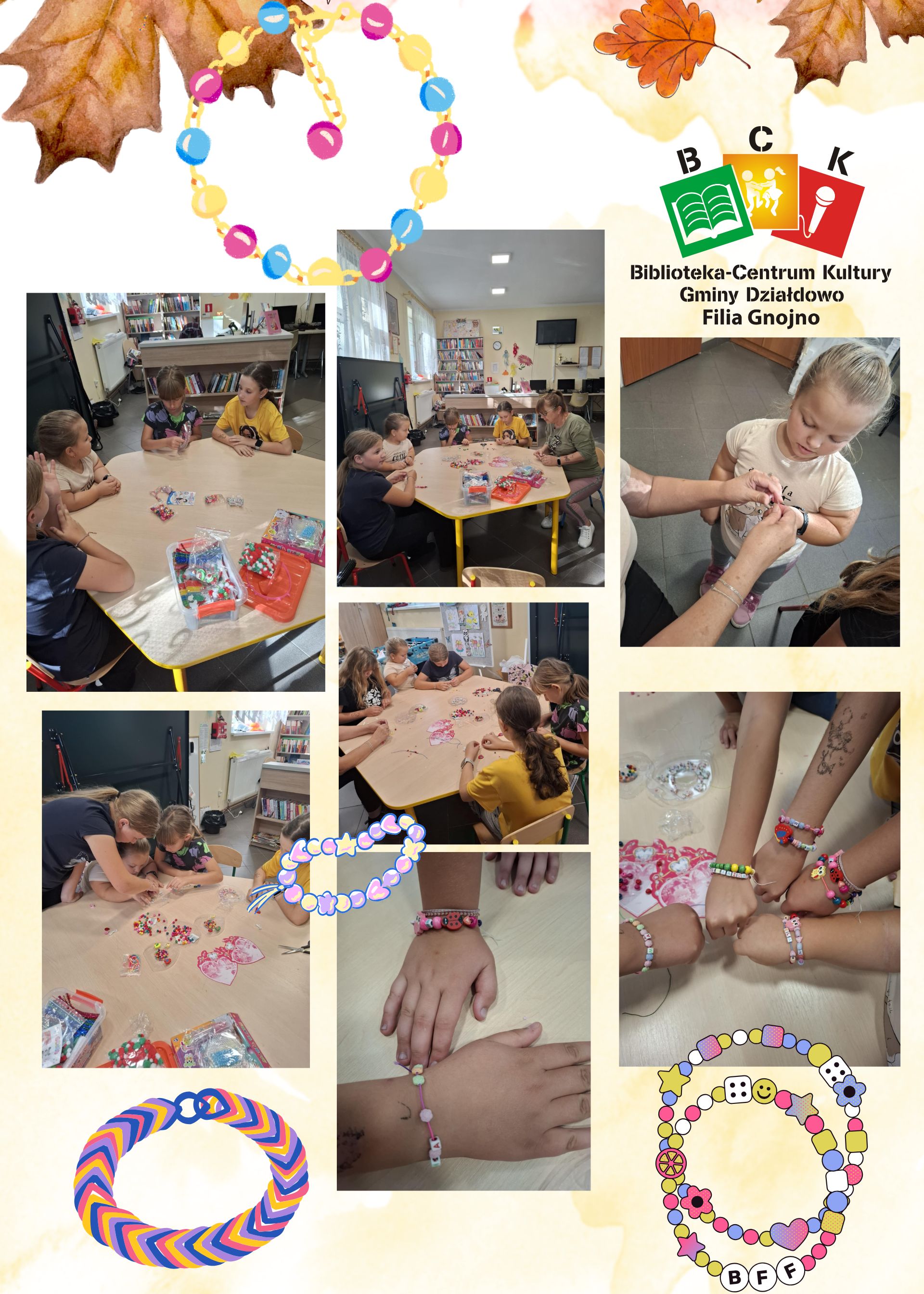 W bibliotece BCK Gnojno odbyły się warsztaty z tworzenia biżuterii bransoletki i naszyjniki.