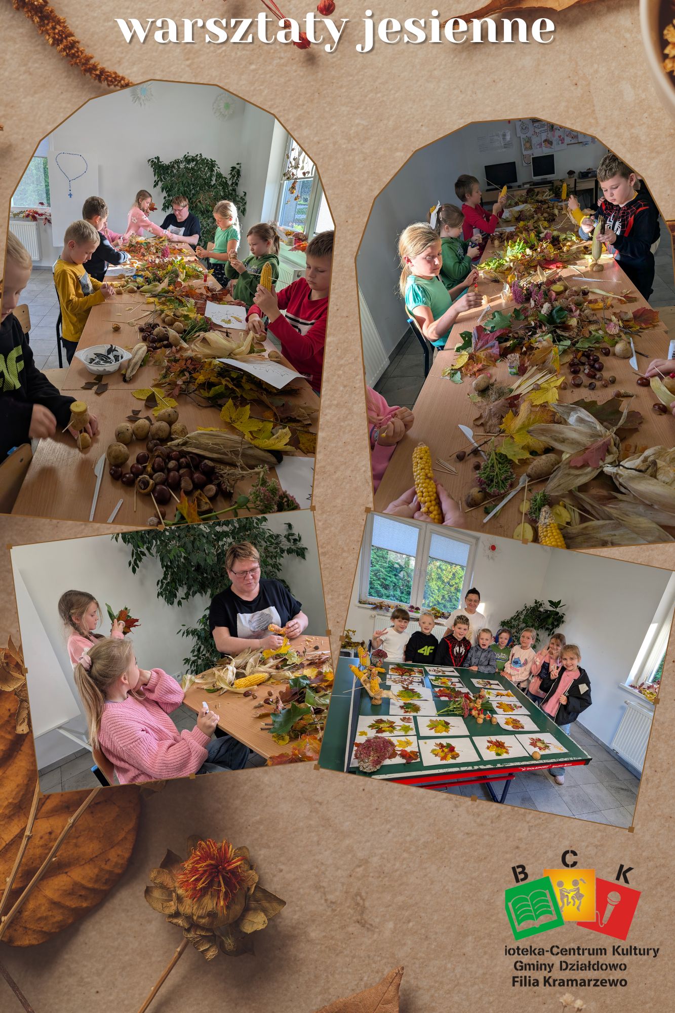 Warsztaty jesienne w świetlicy w Kramarzewie.